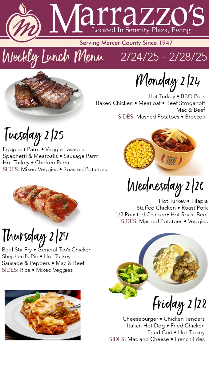Marrazzo's Weekly Lunch Menu 2/24 - 2/28/25